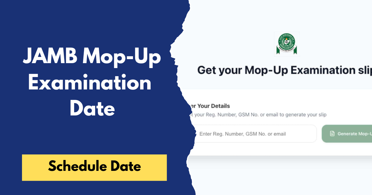 JAMB Mop-Up Examination Date 2026